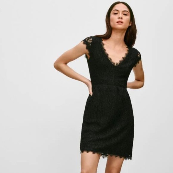 Aritzia Dresses & Skirts - ARITZIA BABATON Black Lace V-neck Tobias Mini Dress